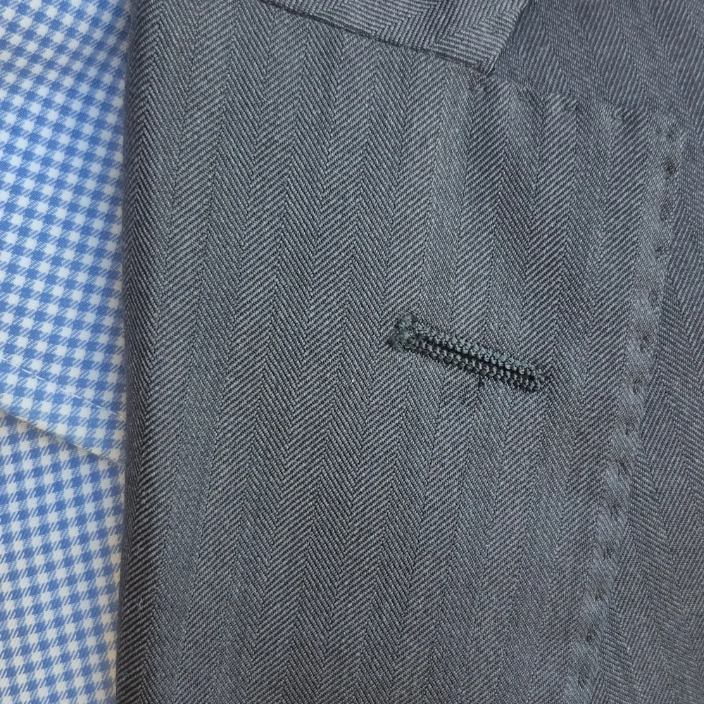 TOM JAMES Royal Classic Grey Holland Sherry Wool Bespoke Sz 42 R Mens Sport Coat